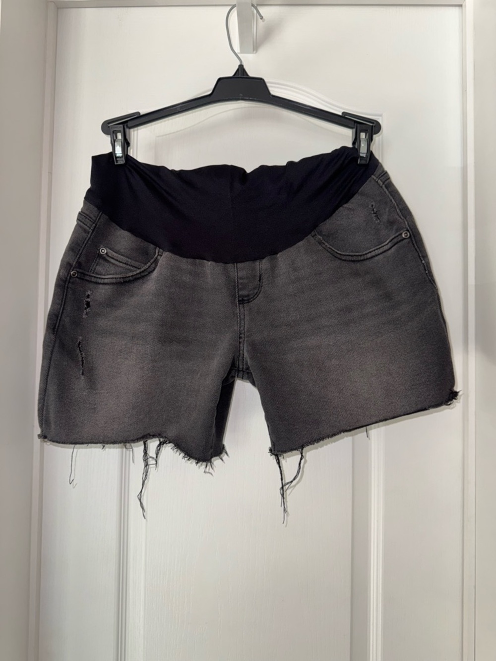 Maternity Denim Shorts with Black Stretch Panel